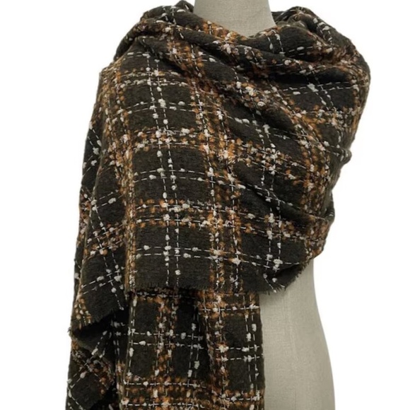 Brown Tweed Shawl Scarf SOFT wool/acrylic blend by Kuati Mayfair - Picture 1 of 3